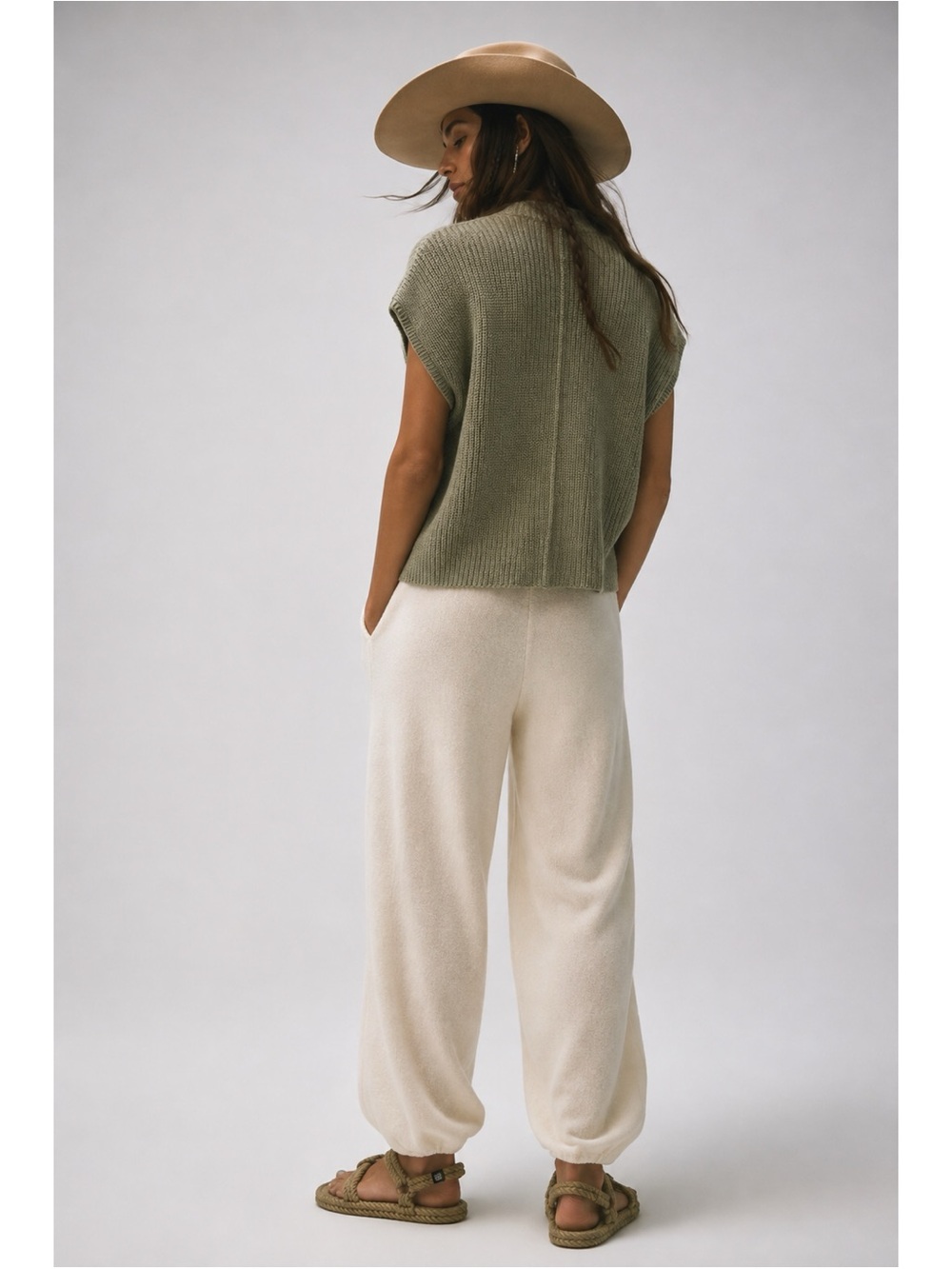 VGUC Free People Freya Knit Top Green Cap Sleeve Mock Neck Sweater - Picture 8 of 8